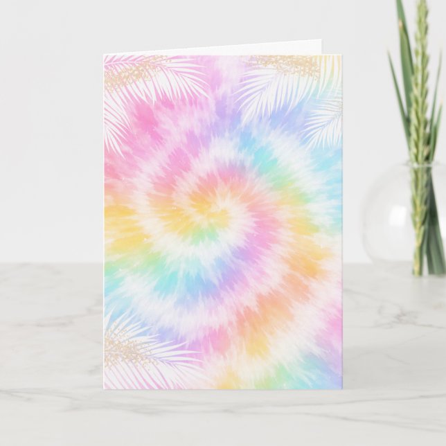 Rosa Pastell-Tie-Dye Mädchenhaft Chic Karte (Vorderseite)