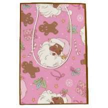 Rosa Pastell-Weihnachten Schwarzer Weihnachtsmann