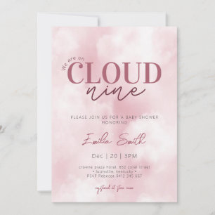 Rosa Pastell Wir sind auf Wolke Sieben Baby Shower Einladung
