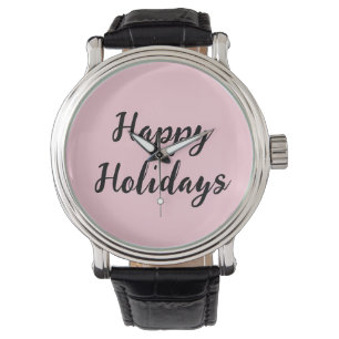 Rosa Pastellfarben glückliche Feiertage Weihnachte Armbanduhr