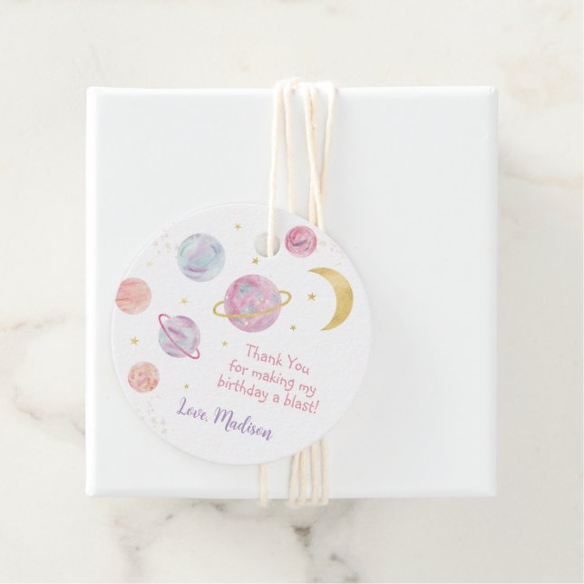 Rosa Pastellfarben Zwei der Mondwelten zum Geburts Geschenkanhänger (Beispiel)