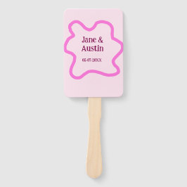 Rosa pastellfarbene Retro-Hochzeitsrahmen mit Name Fächer