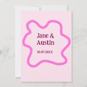 Rosa-pastellfarbene Retro-Hochzeitsrandrahmen-Name Einladung