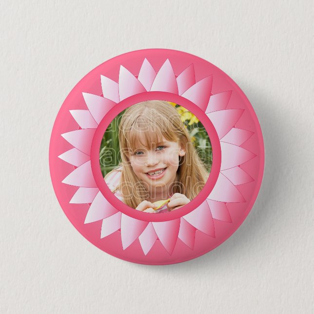 Rosa Pastellrahmen mit Blumenschablone Button (Vorderseite)