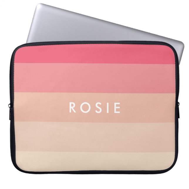 Rosa Pastellstreifen Laptopschutzhülle (Vorderseite)