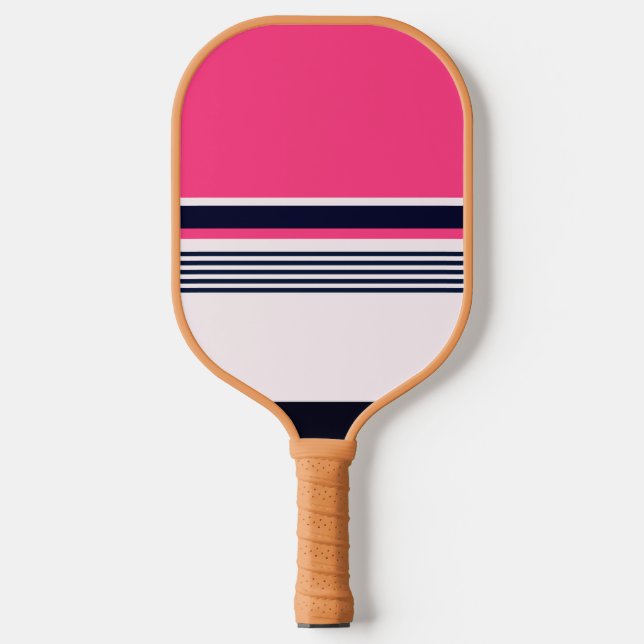 Rosa Pastellstreifen Pickleball Schläger (Vorderseite)