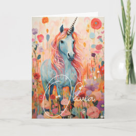 Rosa Pastelltafel Unicorn Faltkarte Karte