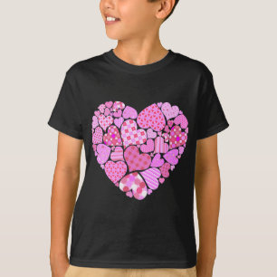 Rosa Patchwork Herz T-Shirt