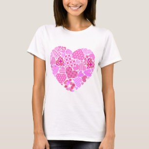 Rosa Patchwork Herz T-Shirt