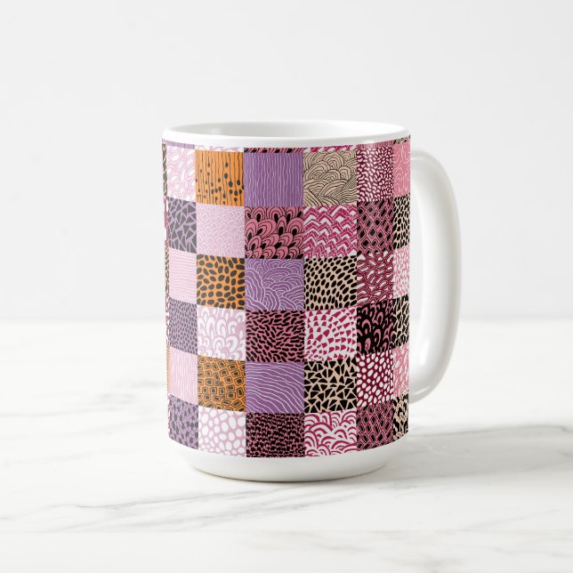 Rosa Patchwork-Kaffeetasse ☕💖 Kaffeetasse (VorderseiteRechts)