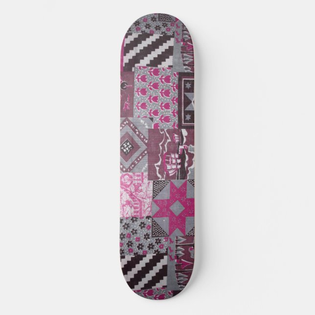 Rosa Patchwork Skateboard Deck (Vorderseite)