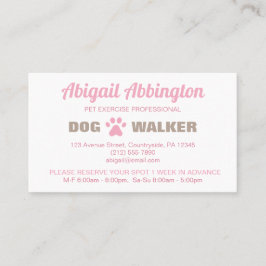 Rosa Paw druckt Dog Walker Business Card Visitenkarte