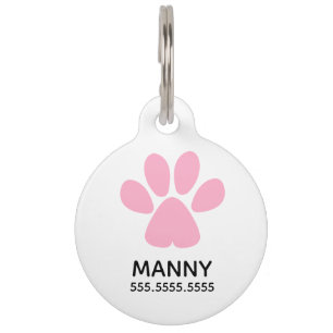 Rosa Paw Print, Personalisierte Hausdetails und QR Haustiermarke