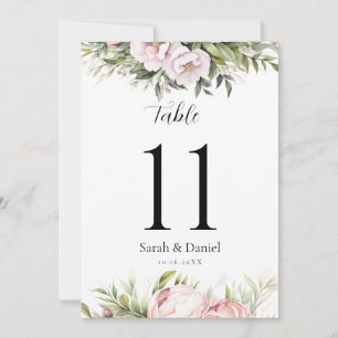 Rosa Peach Floral Elegante Hochzeiten Tischnummern