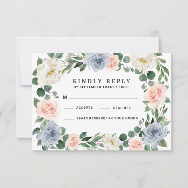Rosa Peach Wedding RSVP Cards Karte (Vorderseite)