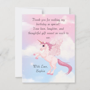 Rosa Pegasus Einhorn Dankeskarte Mitteilungskarte