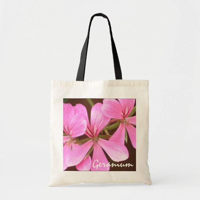 Rosa Pelargonie-Budget-Tasche Tragetasche (Vorne)