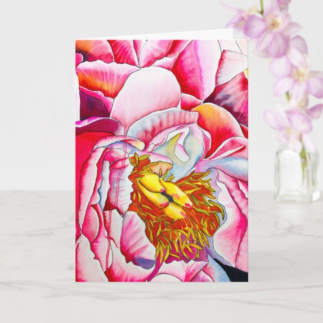Rosa Peña Wasserfarbe Kunst Karte (Orchidee)