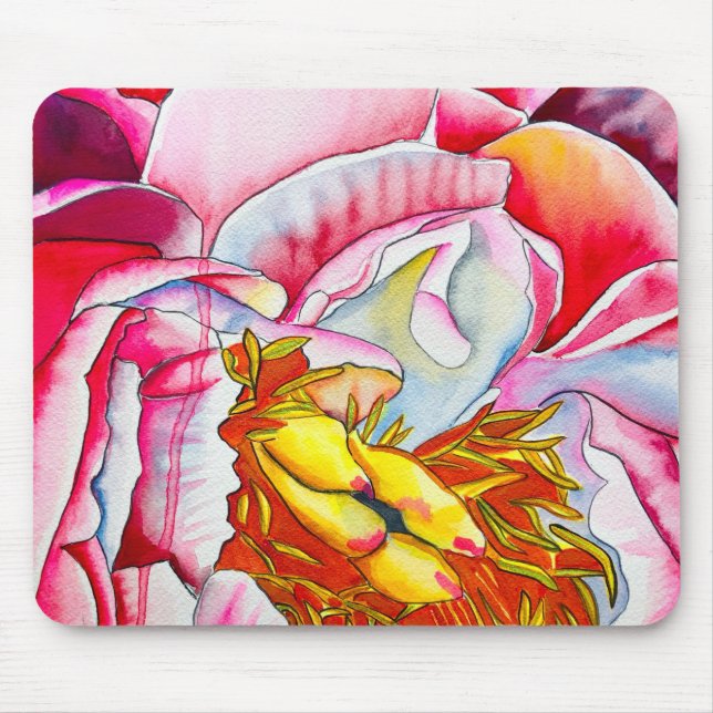 Rosa Peña Wasserfarbe Kunst Mousepad (Vorne)