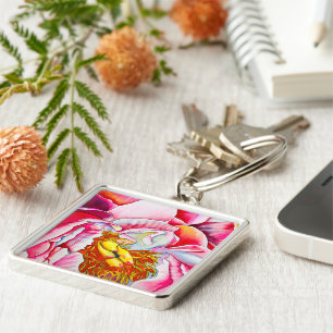 Rosa Peña Wasserfarbe Kunst Schlüsselanhänger