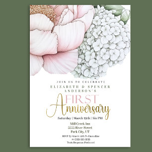 Rosa Peonie zum 1. Hochzeitstag Einladung