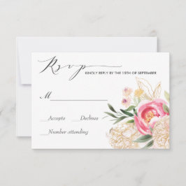Rosa Peonies Gold Wasserfarbene Hochzeit Rsvp