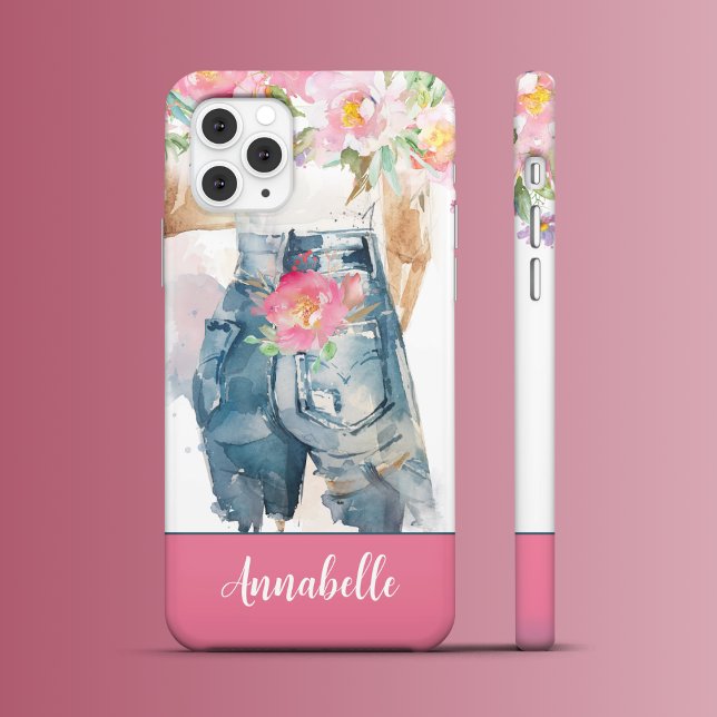 Rosa Peonies und Denim Charm Case-Mate iPhone Hülle (Von Creator hochgeladen)