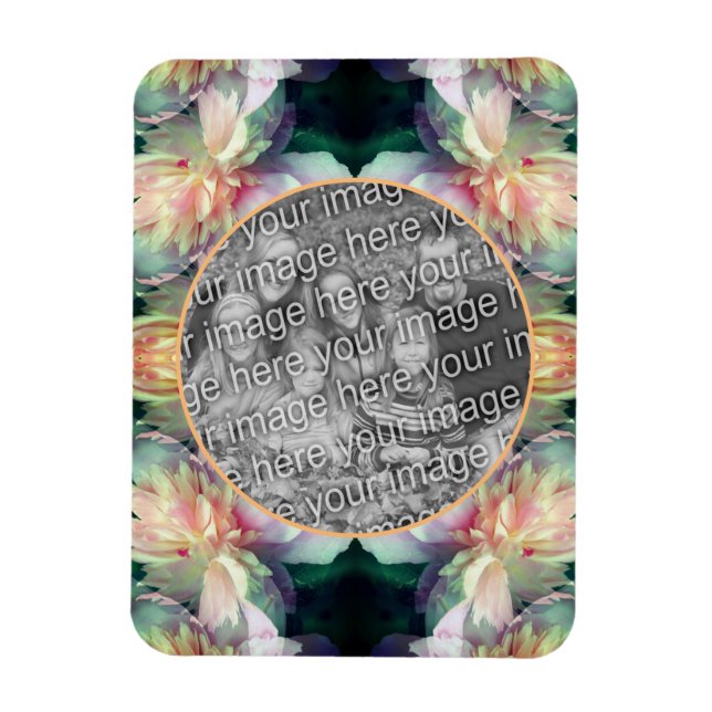Rosa Peony Blume Rahmen hinzufügen Ihr Foto Magnet (Vertikal)