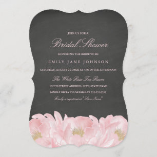 Rosa Peony Chalkboard Bridal Dusche Einladung