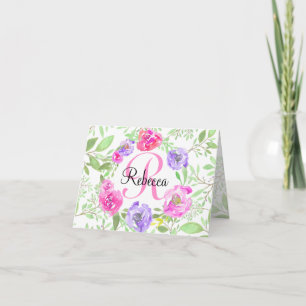 Rosa Peony Floral Watercolor Monogram