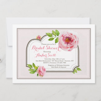 Rosa Peony Frame 4 Einladung