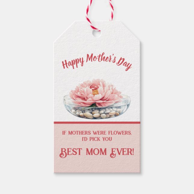 Rosa-Peony-Muttertag Geschenkanhänger (Vorderseite)