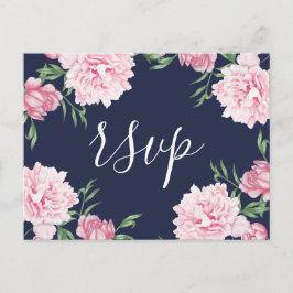 Rosa Peony & Navy Hintergrund | UAWG zur Wahl Einladungspostkarte