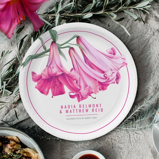 Rosa perfekte Lilien-Blumenkunst-Hochzeit Pappteller (Von Creator hochgeladen)