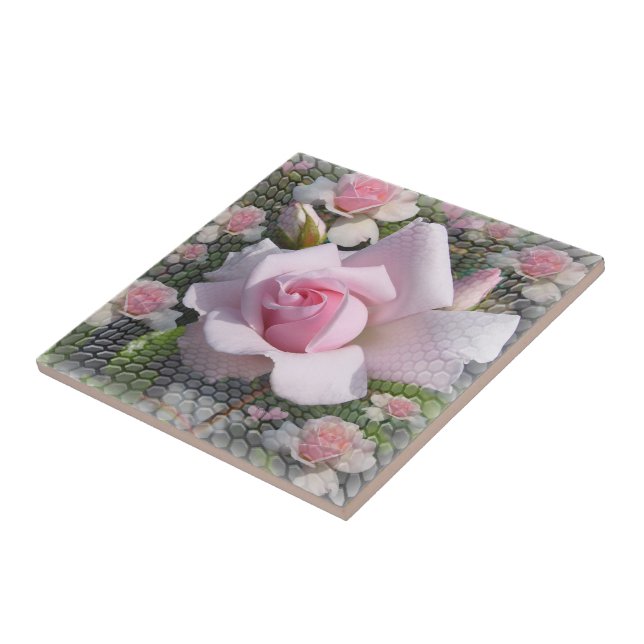 Rosa Perfektion ~ Keramik Tile Fliese (Seite)