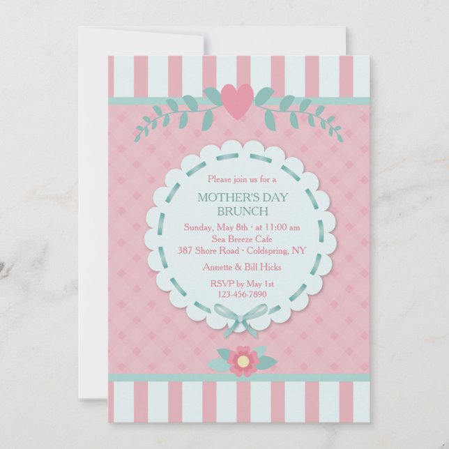 Rosa Perfektion Muttertag Einladung (Vorderseite)