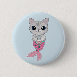 Rosa Perle Purrmaid Button