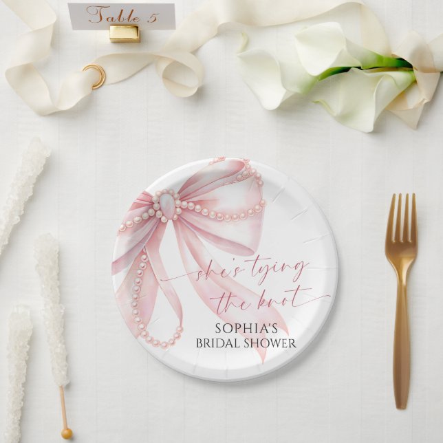 Rosa Perlen-Bogen Brautparty-Dessert Pappteller (Hochzeit)