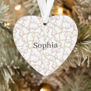Rosa Perlen Goldkette Weihnachten Ornament