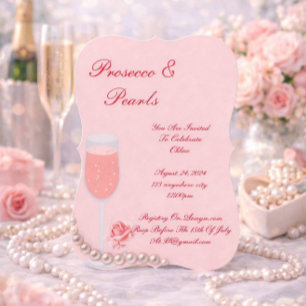 ROSA PERLEN & PROSECCO BRAUTPARTY EINLADUNG