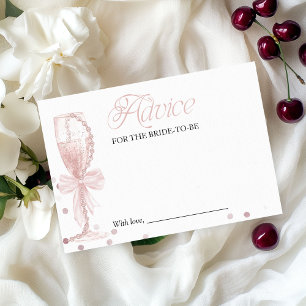 Rosa Perlen & Prosecco Brautparty Ratgeberkarte Einladung