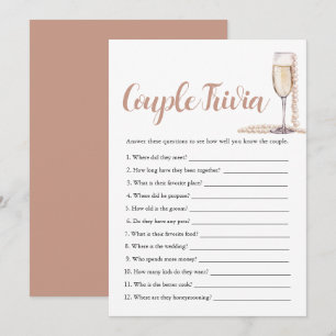 Rosa Perlen & Prosecco Paar Trivia Braut Spiel Einladung