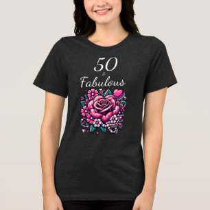 Rosa Perlen, Rosen Weibliches 50. und Fantastische Tri-Blend Shirt