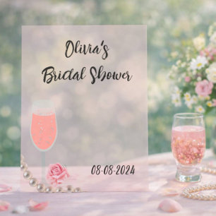 Rosa Perlen und Prosecco-Brautjunggesellinnenabsch Acrylschild