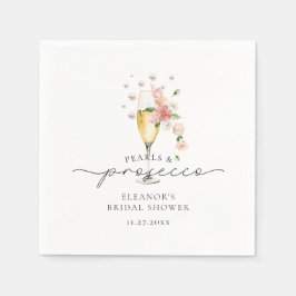 Rosa Perlen und Prosecco Brautparty Serviette
