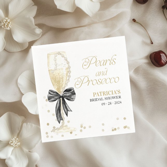 Rosa Perlen und Prosecco-Brautparty Serviette (Von Creator hochgeladen)