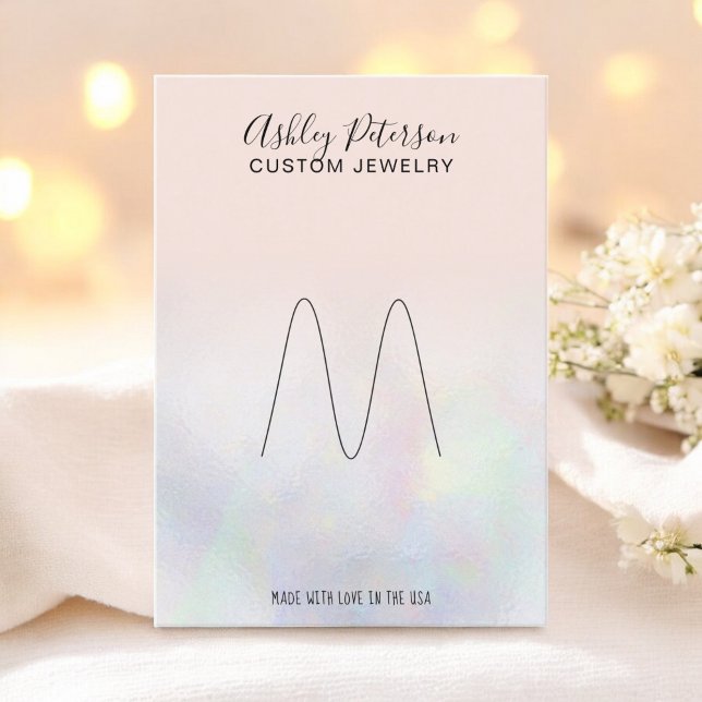 Rosa Perlenschmuckring Visitenkarte (Blush pink pearl nacre jewelry ring display business card)