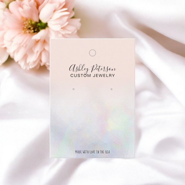 Rosa Perlschmuck Ohrring Visitenkarte (Blush pink pearl nacre jewelry earring display business card)