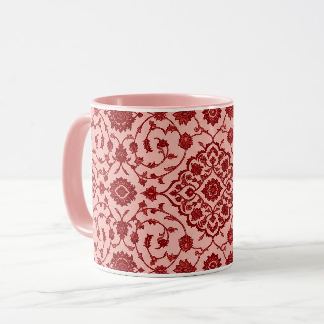 Rosa persischer Blumen-Mug Tasse (Vorderseite Links)