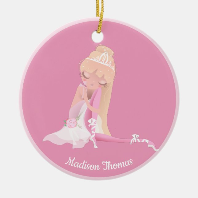 Rosa Personalisiert Ballet Tänzerin Keramik Orname Ornament (Vorne)